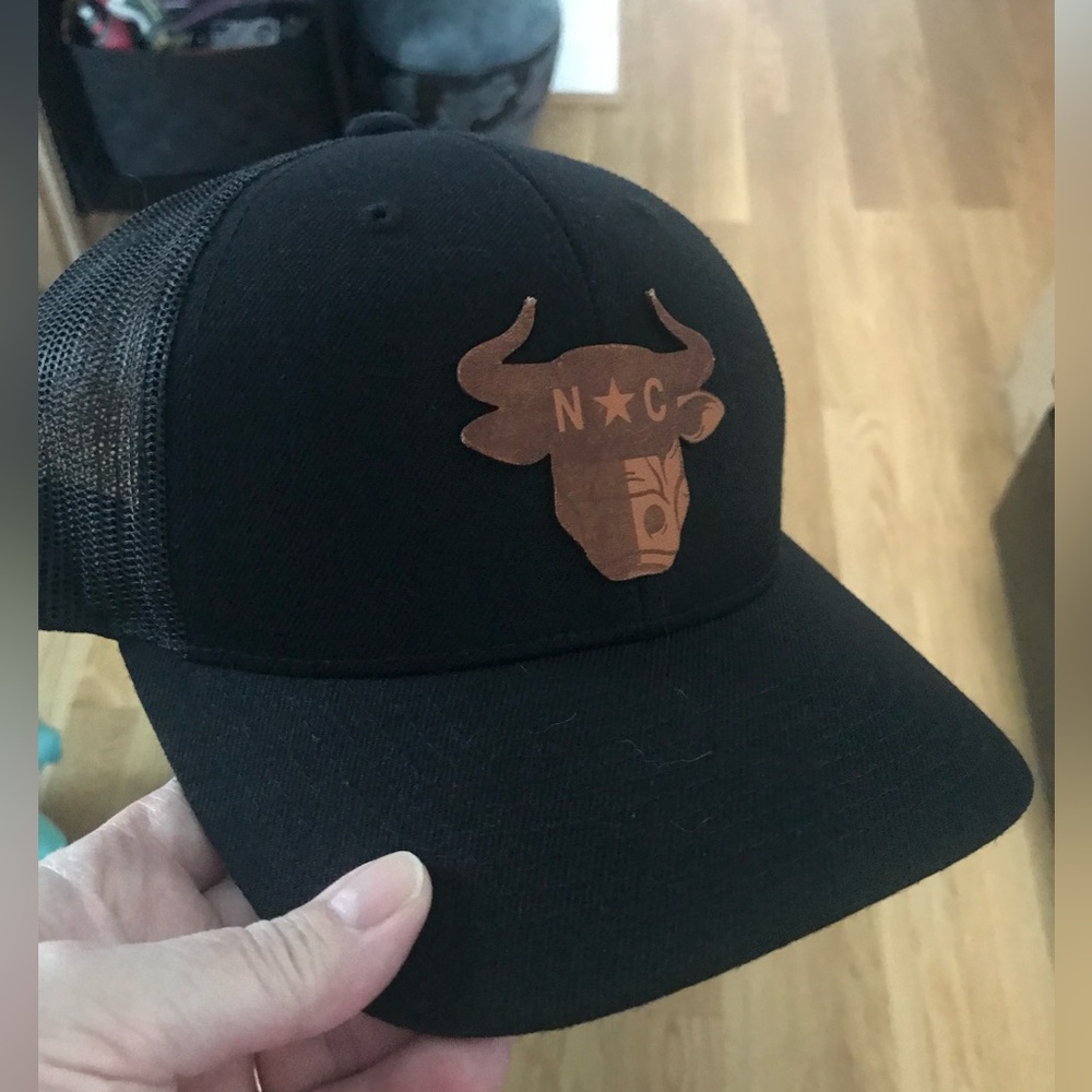 BRANDED BILLS Durham Bull City NC Leather Patch SNAPBACK TRUCKER HAT